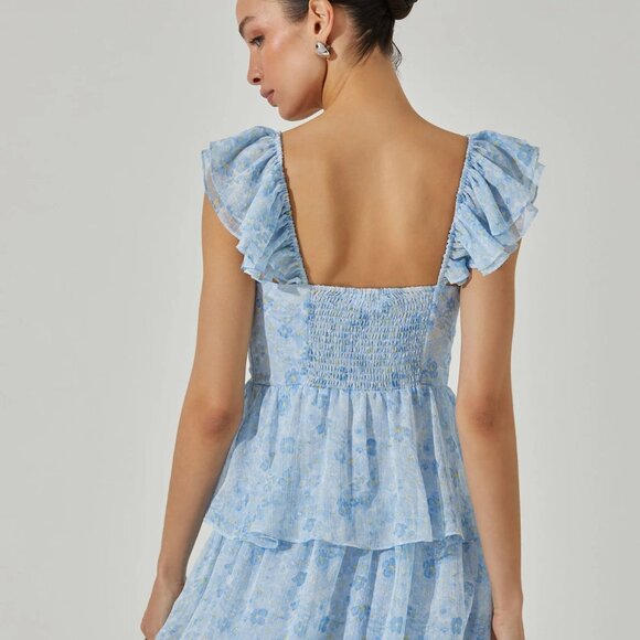 Midsummer Floral Tiered Maxi Dress by ASTR - Blue Floral - Picture 2 of 6